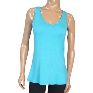 Lana Lee Sleeveless Tank Top Aqua Blue Basic Vneck Womens Size Medium Summer